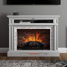 Home Decorators Collection Keighley 52 In Freestanding Faux Marble Surround Electric Fireplace Tv Stand In Light Gray