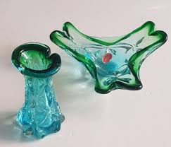 Green Murano Glass Vase And Bowl 1960s