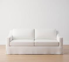 York Slope Arm Slipcovered Full Sleeper Sofa 72 2x1 Down Blend Wrapped Cushions Basketweave Slub Ivory Pottery Barn