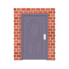 Metal Door And Brick Wall Icon In