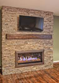 Stacked Stone Linear Fireplace