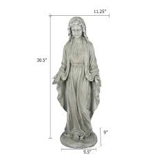 Luxenhome Gray Mgo Virgin Mary Garden Statue