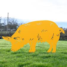 Yellow Standing Female Pig Silhouette
