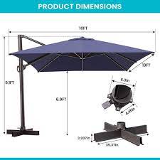 Pellebant Patio Cantilever Umbrella Outdoor Offset Umbrella With No Base Navy Blue