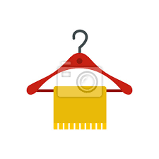 Hanger And Towel Icon In Flat Style