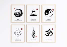 Zen Wall Art Set Of 6 Zen Symbols