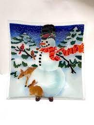 Peggy Karr Snowman Serving Plate Fused