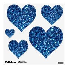 Blue Glitter Hearts Wall Decal Zazzle