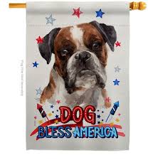 Patriotic Brindle Boxer Dog House Flag