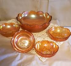 Vintage Carnival Glass Scalloped Bowl