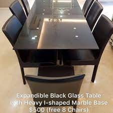 8 Seater Black Glass Top Dining Set