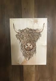 Highland Cow Wood Burning Art