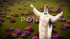Christ Statue On Grass With