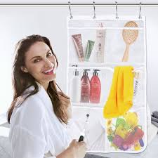 Mesh Shower Caddy Curtains Organizer