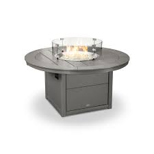 Polywood Round 48 Fire Pit Table Slate Grey