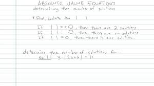 Absolute Value Equations Math S