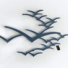 Gulls In Flight Blue Seagull Wall Art