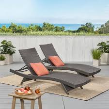 Faux Rattan Outdoor Patio Chaise Lounge