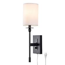 Black Hardwired And Plug In Wall Sconce