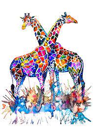 Colorful Rainbow Giraffes Wall Art