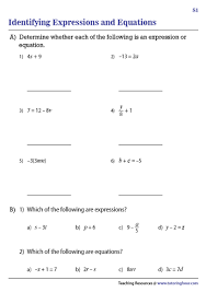 Identifying Expressions And Equations