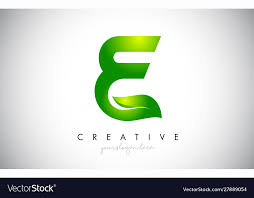 E Leaf Letter Logo Icon Design In Green