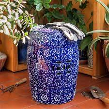 Blue Ceramic Garden Stool