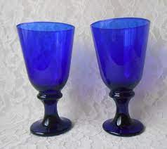 Vintage Wine Glasses Cobalt Deep Blue