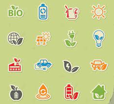 Alternative Energy Icon Set Bulb Plant