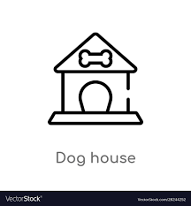 Outline Dog House Icon Isolated Black