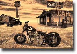 Harley Davidson Motorcycle Route 66 Art
