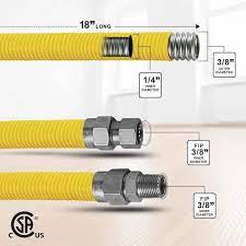 18 In Flexible Gas Connector Yellow Coated Stainless Steel For Gas Log And Space Heater 3 8 In Fittings