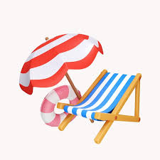 3d Beach Chairs And Umbrellas With