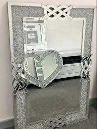 Wall Mirror With Crystal Shiny Silver