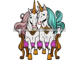King Queen Unicorn Horse Fantasy Throne