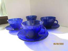 Vintage Cobalt Blue Glass Cups