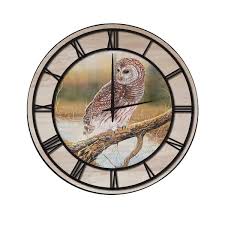 Early Hunter Owl Woodgrain Accent And Black Numbers Imaged Wall Clock