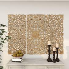 Intricately Carved Fl Wall Decor