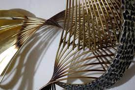 Large Brass Peacock Wall Sculpture By