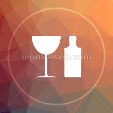 Bottle And Glass Low Poly Icon Website
