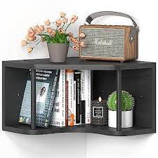 Black Corner Floating Shelf Wall