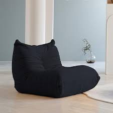 34 25 In Comfy Lazy Floor Sofa Mohair Teddy Velvet Bean Bag Bedroom Living Room Armless Foam Filled Thick Couch Black