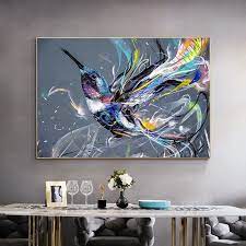 Abstract Hummingbird Canvas Painting