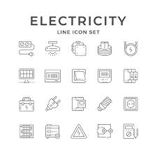 Set Line Icons Of Electricity Isolated