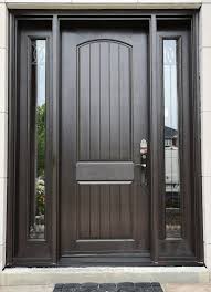 Brown Entry Door With Two Sidelights