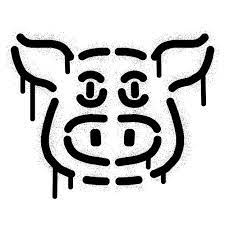 Pig Head Icon Stencil Graffiti With