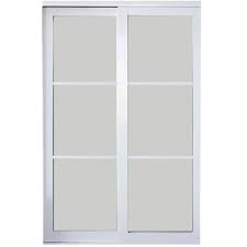 Contractors Wardrobe 60 In X 81 In Eclipse 3 Lite White Aluminum Frame Mystique Glass Interior Sliding Closet Door