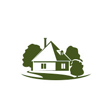 Green Trees And House Garden Vector Icon