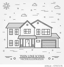 Vector Thin Line Icon Suburban American