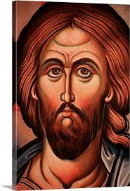 Greek Orthodox Icon Depicting Christ Thessaloniki Macedonia Greece Large Solid Faced Canvas Wall Art Print Great Big Canvas